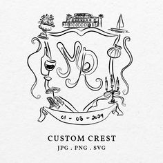 the logo for custom crest is shown in black and white