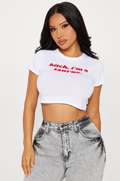 Available In White. "Bitch I'm An Aries" Verbiage Crew Neck Short Sleeve Fitted 95% Cotton 5% Spandex Imported | Bitch I'm A Taurus Fitted Tee Shirt in White size Large by Fashion Nova