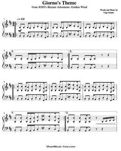 sheet music with the words gioro's theme