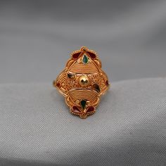 Discover the allure of Handmade Gold Jewelry at https://morvijewels.etsy.com/   Get a dazzling 25% off on all our 22k and 18k gold pieces. Don't miss out on this limited-time offer. Shop now and embrace the radiance of gold!Beautiful yellow gold ring Gold Purity- 22k yellow Gold Weight - 3.54 grams approx Width- 2.3 cm all size available Handmade Pure 22k Yellow Gold Ring Indian Jewelry, Antique Vintage design from India, ring fir gift Click here  https://morvijewels.etsy.com/    to get more dis Gold Fusion Style Ring Jewelry, Fusion Style Gold Anniversary Jewelry, Elegant Gemstone Jewelry For Puja, 22k Gold Hallmarked Jewelry For Diwali, Yellow Gold Gemstone Ring In Temple Jewelry Style, Yellow Gold Gemstone Temple Jewelry Ring, Yellow Gold Temple Jewelry Ring With Gemstone, Yellow Gold Gemstone Temple Ring, Yellow Gold Temple Jewelry Rings For Formal Events