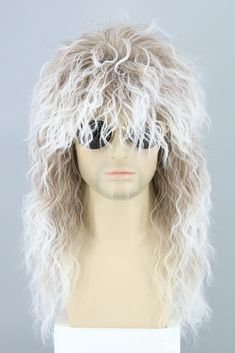 PRICES MAY VARY. Authentic 70s/80s Style: Embrace the iconic mullet hairstyle with this curly brown and white rocker wig. VERSATILE COSTUME ACCESSORY: Perfect for Halloween, masquerade parties, or bringing out your inner idol. Comfortable Fit: Adjustable wig cap ensures a secure and comfortable fit for most head sizes. Easy to Style: Synthetic fibers allow for easy styling and maintenance. Unisex Design: Suitable for both men and women looking to rock a retro hairstyle. Included Accessory: Wig X Curly Halloween Costume, Rocker Mullet, 80s Mullet, 80s Wig, Funny Wigs, Mullet Hair, 80s Rocker, Fashion Costume Halloween, Rocker Hair