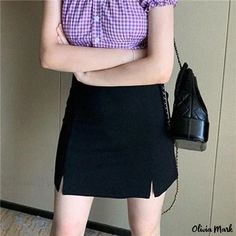 Olivia Mark - Loose-Fit High-Waisted Black Split Letter Skirt Pencil Skirt Mini Skirt Midi Skirt Pencil Skirt Mini, Skirt Pencil, Wrap Around Skirt, Skirt Midi, Skirt Mini, Types Of Skirts, Olivia Mark, Mini Skirt, Pencil Skirt