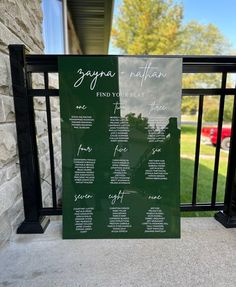 a sign that is on the side of a fence with words written in it and some grass