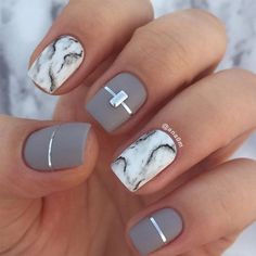 Best Nail Designs You Should Try This Year picture 4 Prom Nail Designs, Video Makeup, Pretty Nail Designs, Gray Nails, Nails Polish, Nail Swag, Short Nail Designs