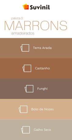 the color scheme for marronis is shown in three different colors, including brown and beige