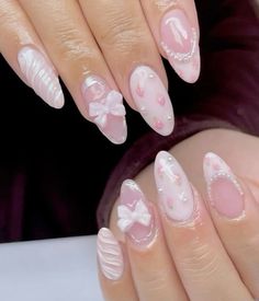 Cocette Nail Ideas, Coquette Summer Nails, Cute Coquette Nails, Wonyoungism Nails, Nail Designs Coquette, Couqutte Nails, Short Coquette Nails, Guts Nails, Nail Inspo Coquette