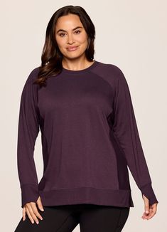 Plum Simplistic Design, French Terry Fabric, Terry Fabric, Tunic Length, French Terry, Crew Neckline, Plum, Yoga, Sweatshirts