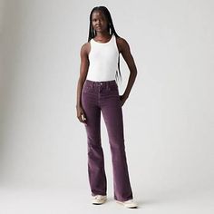 726 High Rise Flare Corduroy Women's Jeans - Purple | Levi's® US Wardrobe Ideas, The Knee, Slim Fit, Wardrobe, Outfit Accessories