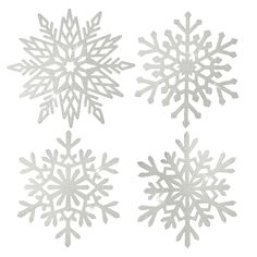 four snowflakes are shown on a white background