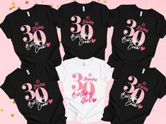 Celebrate your 30th birthday in style with our matching 30th shirts! These cute 30th t-shirts are perfect for a group of friends celebrating their milestone birthday together. Made from high-quality materials, these light weight shirts are comfortable to wear. So, gather your crew and get ready to party in style with our 30th Birthday shirts! * 100% combed and ring-spun cotton * Heather colors contain polyester * Fabric weight: 4.2 oz/yd² (142 g/m²) * Pre-shrunk fabric * Side-seamed construction Friends Celebrating, Birthday Gift For Sister, 30th Birthday Shirts, 30th Party, 30th Birthday Gift, 30th Bday, Birthday Girl Shirt, Gift For Sister, Milestone Birthday