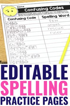 printable spelling practice pages for kids to practice spelling and spelling with the words,