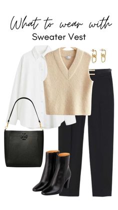 Fall Sweater, Stylish Work Outfits, Casual Work Outfits, Vest Outfits, Looks Chic, Work Outfits Women, 가을 패션