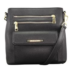 Look sharp and equipped at the same time with the Steve Madden Blana black crossbody bag. Featuring a classic textured shell, this crossbody has a roomy main compartment, dual front zipper pockets, front flap with signature logo plaque and detachable crossbody strap. | Steve Madden Women's Blana Crossbody Bag in Black NODIM Steve Madden B Vital Bag, Steven Madden Bags Handbags, Purse Steve Madden, Steve Madden Bags Cross Body, Steve Madden Purse Crossbody, Steve Madden Shoes, Black Bag, Black Cross Body Bag, Signature Logo