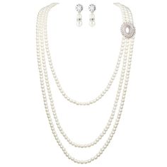 PRICES MAY VARY. Material: Handmade lustrous imitation pearls, alloy and sparkly crystal rhinestones. Size: Length of each single layer: 25.6"/65 cm, 31.9"/81 cm, 36.6"/93 cm; Extension chain: 2.56"/6.5 cm; Each pearl size: 8 mm. Feature: Decorated with crystal flower brooch (not removable from the necklace) and multi-layer necklace, this pearl necklace will feature you a unique sense of elegance. Occasion: Perfect for wedding, 1920's Great Gatsby themed party, art themed party, homecoming, prom Long Pearl Necklace, Bridal Pearl Necklace, Pearl Necklace Vintage, Long Pearl Necklaces, Accessory Jewelry, Pearl Necklace Earrings, Pearl Necklace Set, Multi Layer Necklace, Diamond Brooch