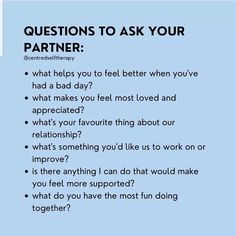 Questions To Ask Your Partner, Open Questions, Relationship Lessons, Relationship Therapy, Relationship Advice Quotes, Fun Questions To Ask, Relationship Psychology