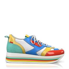 Rainbow Color Sole 14282 | Girotti Multicolor Leather Color Block Sneakers, Rainbow Color, Rainbow Colors, Womens Sneakers, Rainbow, Sneakers, Color