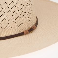 - toquilla straw sustainably harvested  - teardrop crown  - natural color no dyes  - exterior band | leather and bronze + leather and removable horsehair stampede strap  - interior sweatband | cotton  - crown height | 10 cm  - interior reinforcement added inside the pinch for longevity and shape-retention Woven Toquilla Straw Hat Bands For Rodeo, Natural Woven Hat Bands For Rodeo, Natural Woven Hats For Ranch, Woven Natural Hats For Ranch, Leather Hat Bands For Summer Ranch, Leather Hat Bands For Ranch In Summer, Leather Hat Bands For Summer Ranch Events, Natural Woven Western Hat Bands, Western Natural Color Woven Hat Bands