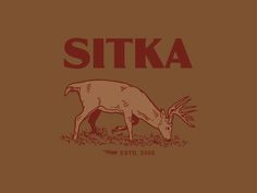 a drawing of a deer eating grass with the word sitka on it