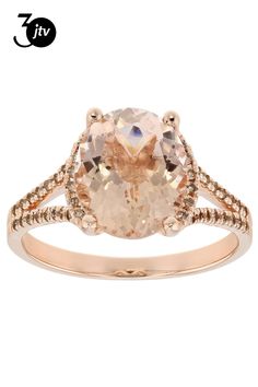 an oval shaped morganite and diamond ring