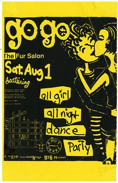 the poster for gogo's saturday party at the four salon in seattle, usa