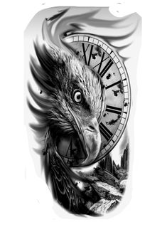 a clock with an eagle's head on it and wings around the clock face