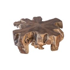 a wooden table that has been carved into the shape of an animal's head