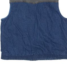 Item is in good used condition. >Size: L >Armpit To Armpit: 24" >Armpit To Cuff: N/A" >Collar To Hem: 26" Blue Washed Denim Top For Streetwear, Dark Wash Cotton Denim Top For Streetwear, Retro Blue Denim Vest With Pockets, Blue Cotton Denim Vest For Streetwear, Retro Blue Cotton Denim Vest, Blue Cotton Retro Denim Vest, Blue Retro Cotton Denim Vest, Medium Wash Denim Top For Streetwear, Denim Gilet