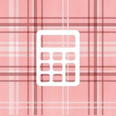 a pink and white plaid background with a calculator in the center on it