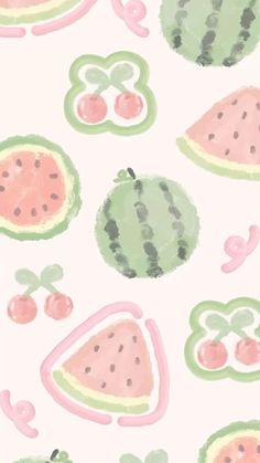 watermelon and other fruits on a white background