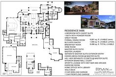 the floor plan for an upscale home with multiple levels and lots of room to move in