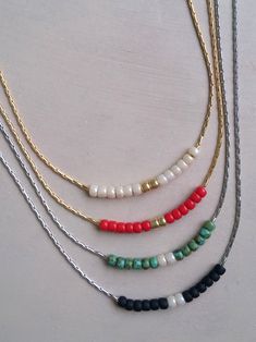 This dainty layering necklace is a perfect and unique gift for you or your loved ones! A unique combination of colors designed and handmade by me. ♥ Trendy Beaded Necklaces With Delicate Chain For Gift, Trendy Beaded Necklace With Delicate Chain As Gift, Dainty Handmade Choker For Everyday, Dainty Handmade Everyday Choker, Trendy Red Necklace With Tiny Beads, Minimalist Multicolor Beaded Chain Necklace, Handmade Minimalist Beaded Necklaces As Gift, Layered Necklace With Colorful Round Beads For Gifts, Gift Delicate Chain Beaded Necklace With Round Beads