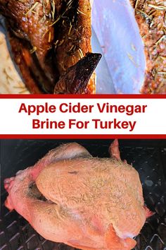 an apple cider vinegar brine for turkey on the grill with text overlay