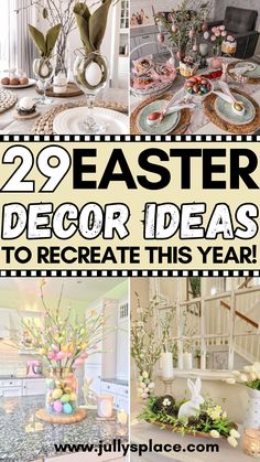 Easter decor ideas, Easter decoration ideas, Easter decorating, Easter home decor. Easter Decoration Ideas, Easter Table Centerpieces, Easter Decor Ideas, Farmhouse Easter Decor, Family Brunch, Dining Room Centerpiece, Bunny Napkins, Easter Table Settings, Spring Decor Diy