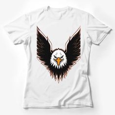 Majestic Eagle Graphic T-Shirt, Bold American Eagle with Spread Wings, Unisex Tee Female T-Shirt Custom graphic T-Shirt.Customize your color White Sublimation Print Top For Fans, White Fan Apparel Top With Sublimation Print, White Top With Sublimation Print Fan Apparel, White Tops With Sublimation Print For Fans, White Sublimation Print Crew Neck T-shirt, White Crew Neck T-shirt With Sublimation Print, Fan Apparel T-shirt With Graphic Design, Crew Neck, Fan Apparel Graphic T-shirt Crew Neck, Fan Apparel Graphic Design Crew Neck T-shirt