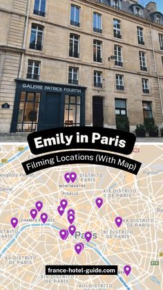 an image of a map with locations on it and the words, family in paris