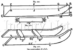 a drawing of the front and back end of a boat, from an old book