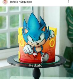 a sonic the hedgehog cake on a table