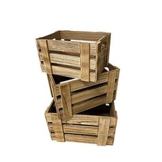 three wooden crates stacked on top of each other