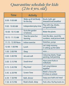 an image of the schedule for children's activities