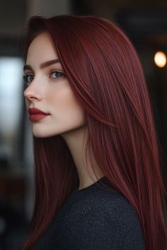 Chocolate Red Hair Color, Balayage Hair Red, Cherry Red Hair Color, Dark Red Hair Color Ideas, Balayage And Highlights, Deep Red Hair Color, Pelo Color Vino, Jayne Matthews, Auburn Red Hair