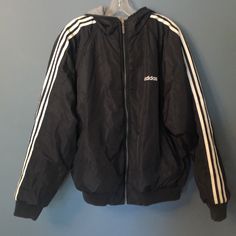 Vintage Rare Men’s Black And White Reversible To Gray And Black Jacket Size Large. Chest: 48 Inches. Length: 26 Inches. Sleeve: 32 Inches From Neck Hem To Bottom Cuff. Zipper Front. Pockets. Black Side In Nice Condition. Gray Side Has Some Wear. Coats Vintage, Adidas Jackets, Black Side, Adidas Black, Black Jacket, Black Adidas, Adidas Men, Front Zipper, Adidas Jacket