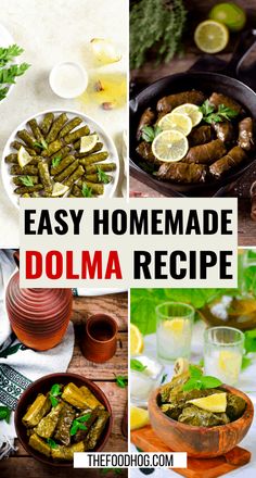 easy homemade dolma recipe with lemons, green beans and other foods on the table