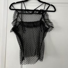 Rodarte Sheer Lace Net Strappy Tank Top / Blouse. From The “Spirit Of The Beehive” Season Runway Collection. No Size Tag But Fits Size S. Hidden Side Zip. #Rodarte #Lacetop #Sheer #Mesh #Romantic Edgy Mesh Top For Evening, Black Stretch Camisole For Party, Black Mesh Top For Summer Evenings, Chic Fitted Fishnet Mesh Top, Black Fishnet Mesh Top For Night Out, Fitted Hollow Out Mesh Top For Party, Black Lace Mesh Top For Party, Party Mesh Top With Hollow Out Detail, Party Mesh Top With Hollow-out Details