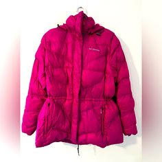 Nwot Columbia Puffy Jacket With Tie Waist. Hot Pink. When Looking Closely There Is A Tiny Pinhole Size Hole On The Sleeve As Shown In The Pics. You Would Not See It Unless Really Searching For It. Size 1x. Measurements Are Approximate. Plus Size Winter Jackets, Plus Size Winter, Puffy Jacket, Columbia Jackets, See It, Columbia, Hot Pink, Puffer, Winter Jackets