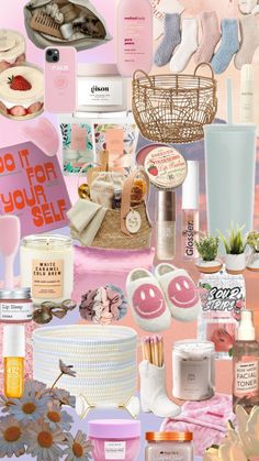 the collage is full of products and flowers