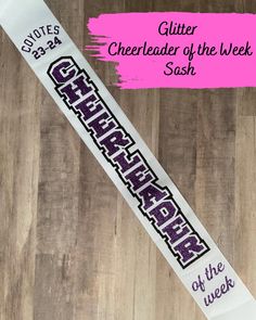 "Make your cheerleaders feel special with a cheerleader of the week sash. Sashes are made of Grosgrain ribbon of your color choice with glitter heat transfer vinyl wording in your choice of 2 colors. The lettering in one color and the outline in a second color. Sashes are 72\" inches and can be pinned to fit (pin not included). You pick your colors from the swatch pictures. Any color that has a ⭐️(star) will be an additional 1-2 weeks processing because those colors are a special order color. **NO REFUNDS OR EXCHANGES- these items are made to order with your colors and mascot/school so they will not be able to be returned/exchanged/refunded. Please make sure you input carefully your choices in colors and spelling of mascot/school you want above the years. If you have special requests or qu Cheerleader Of The Week Sash, Birthday Sash, Glitter Heat Transfer Vinyl, Corpus Christi Tx, Big Gifts, Cricut Machine, 8th Grade, Feel Special, Feeling Special