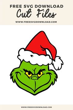 the grin face with santa's hat on and text that reads free svg cut files