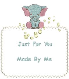 an elephant is sitting on top of a sign with coins coming out of it and the words just for you made by me