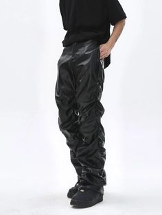 SPECIFICATIONS Style: Punk Style Applicable Scene: Dance Fabric Type: dobby Pant Style: Cross-pants Material: Faux Leather Applicable Season: Spring and Autumn Closure Type: Zipper Fly Front Style: Pleated Fit Type: LOOSE Gender: MEN Thickness: Lightweight Waist Type: MID Length: Full Length Item Type: Full Length Baggy Punk Bottoms For Concert, Black Bottoms For Winter Concerts, Gothic Winter Bottoms For Concert, Punk Style Pants With Belt Loops For Party, Punk Style Baggy Pants For Concerts, Punk Style Pants For Party, Punk Style Party Pants With Belt Loops, Edgy Baggy Bottoms For Concert, Gothic Straight Leg Pants For Streetwear