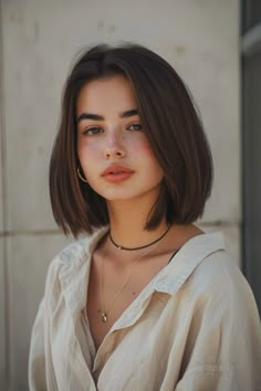 23 Gorgeous Blunt Shoulder Length Haircuts For Different Hair Types - Pinch Of Glam Short Hair Above Shoulder Straight, Bob Cut Outfits, Shoulder Length Hair One Length, Above Shoulder Length Hair Straight, Short Shoulder Length Hair, Shoulder Length Haircut, Above Shoulder Length Hair, Shoulder Bob, Short Stacked Hair